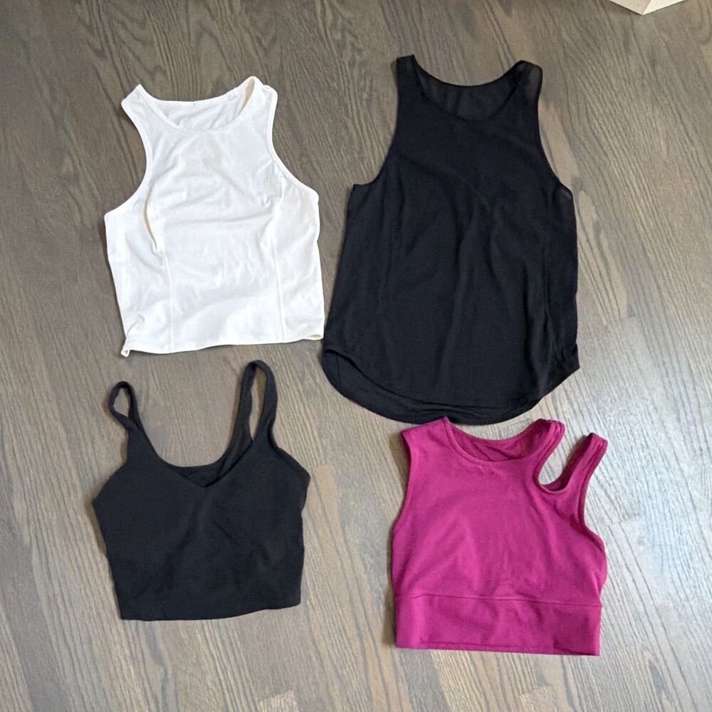 LULULEMON Lot of 4 Tank Tops Align Cutout High Neck Muscle Black White Pink 4 6